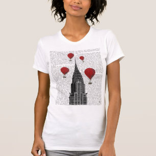 Chrysler Building and Red Hot Air Balloons T-Shirt