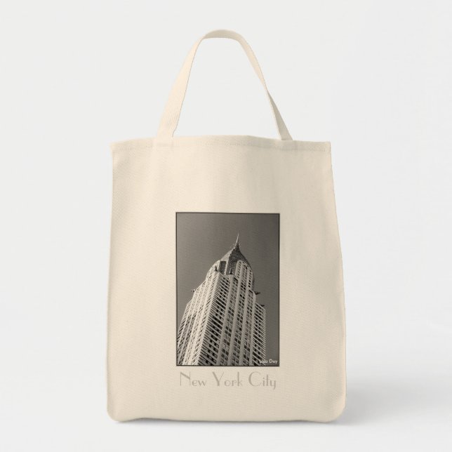 Chrysler Building Canvas Grocery Tote Bag (Front)