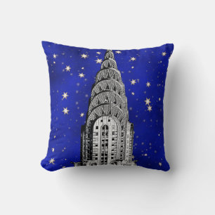 Chrysler Building Dome and a Starry Blue Sky Cushion