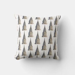 Chrysler Building Dome Pattern Black on White Cushion