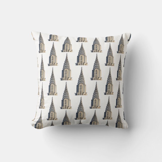 Chrysler Building Dome Pattern Black on White Cushion (Front)
