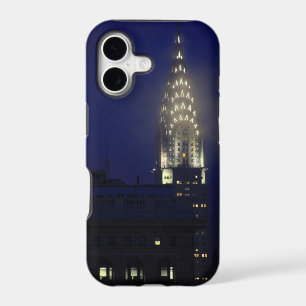 Chrysler Building Lit up at Dusk in the Mist