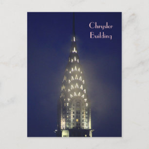 Chrysler Building Lit up at Dusk in the Mist Postcard