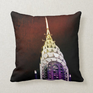 Chrysler Building - Purple and Red - NYC Cushion