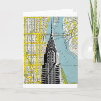 Chrysler Building with Map background Card