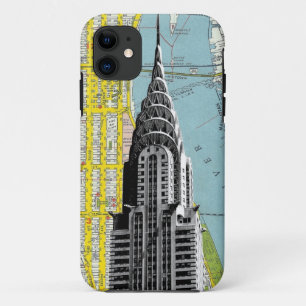 Chrysler Building with Map background Case-Mate iPhone Case