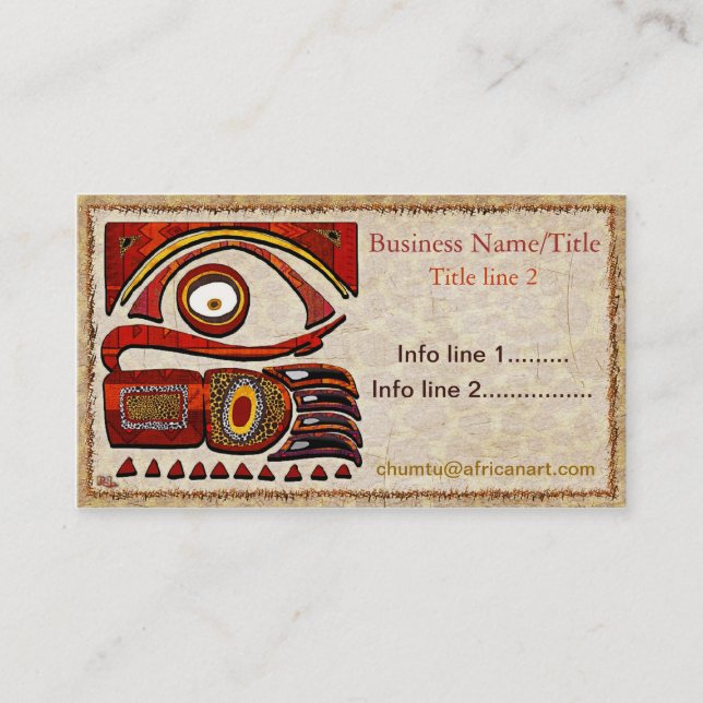 Chu Mtu African Folk Art VENDOR TRADE ARTIFACTS Business Card (Front)