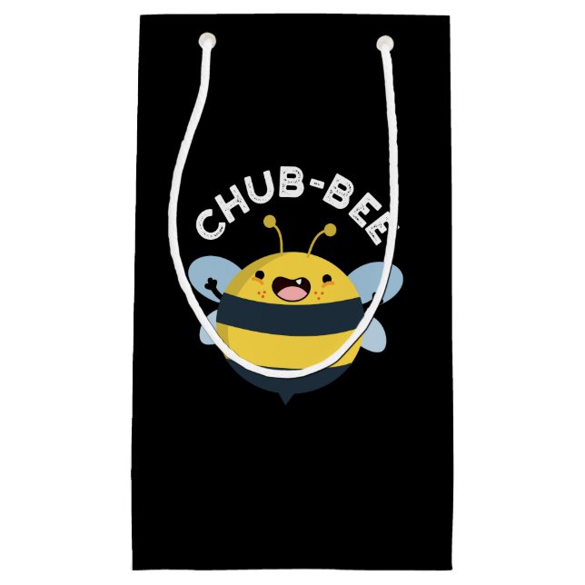 Chub-bee Funny Chubby Bee Pun Dark BG Small Gift Bag (Front)
