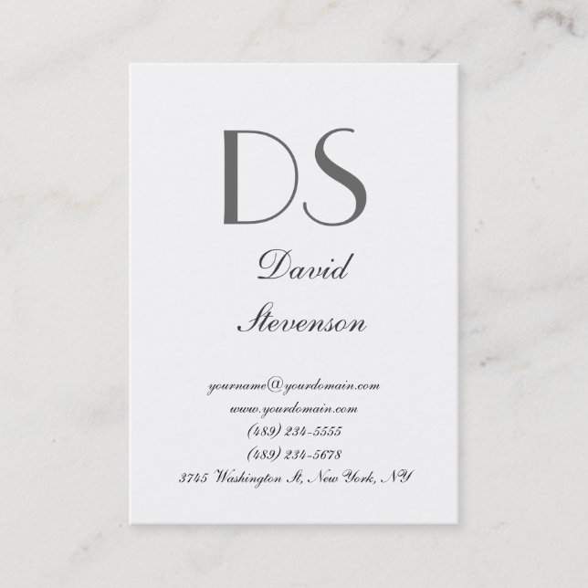 Chubby Art Deco Script Monogram Business Card (Front)