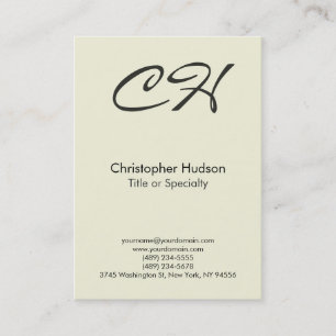 Chubby Beige Trendy Script Monogram Business Card