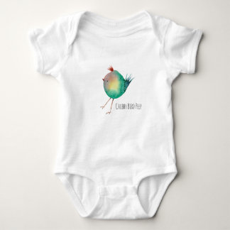 Chubby Bird Peep, Whimsical bird, colorfull Baby Bodysuit