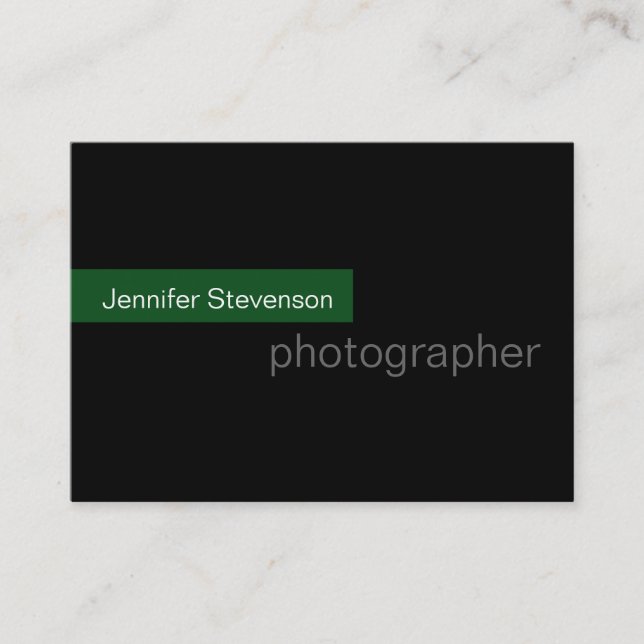 Chubby Black Green Trend Photography Business Card (Front)