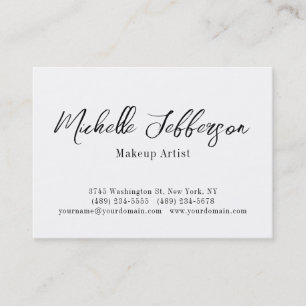 Chubby Black & White Make up Artist Script Business Card
