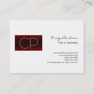 Chubby Black White Red Monogram Business Card