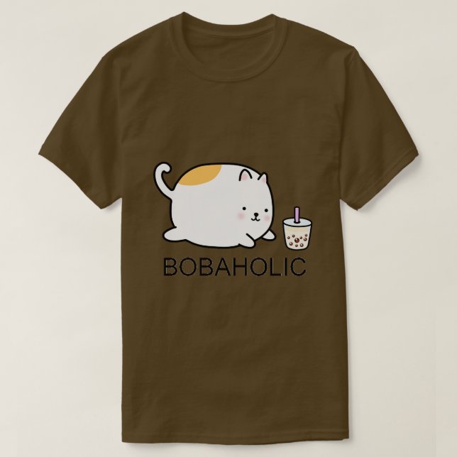 Chubby Bobaholic Cat T-Shirt (Design Front)