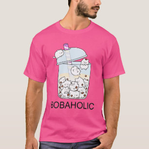 Chubby Bobaholic Cats Love Boba T-Shirt