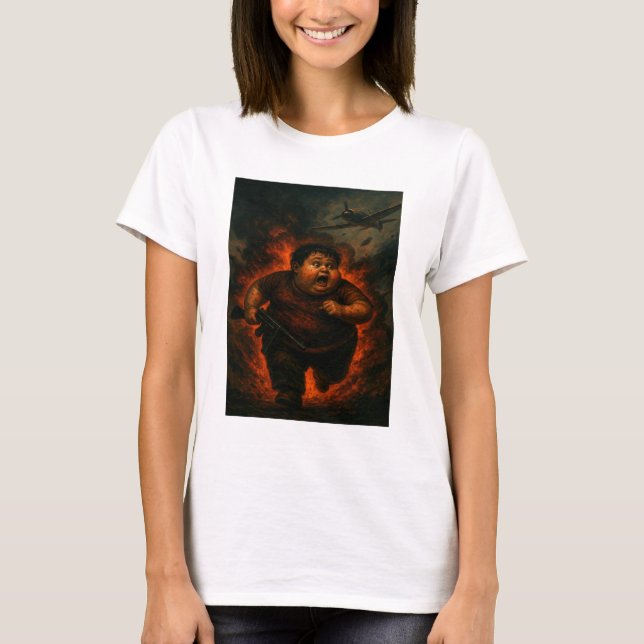 Chubby Boy in War – Funny Dark Fantasy Tee (Front)