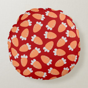 Chubby Carrots Red Round Cushion