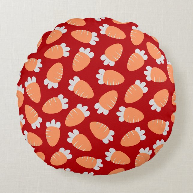 Chubby Carrots Red Round Cushion (Front)
