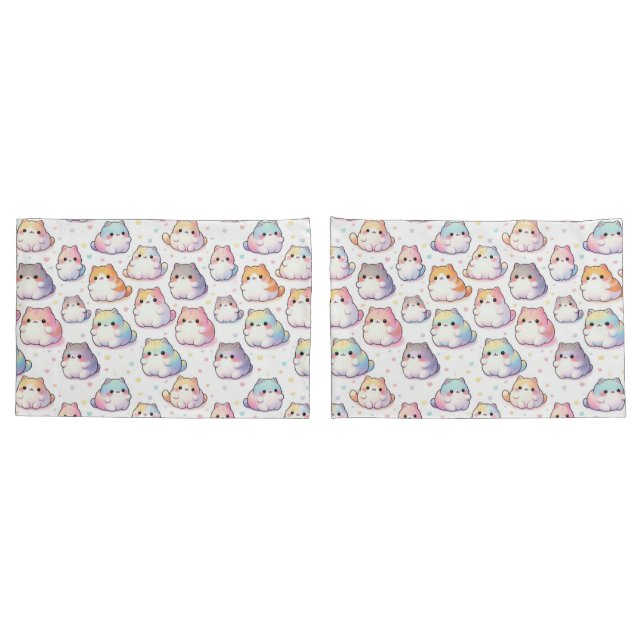 Chubby Cartoon Cats  Pillowcase (Back-Set)