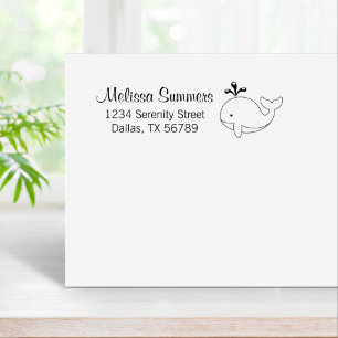 Chubby Cartoon Whale Address Rubber Stamp