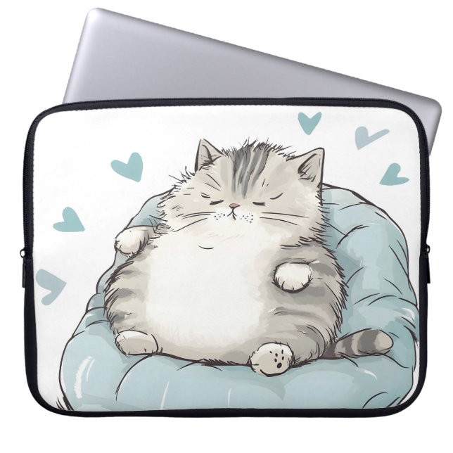 Chubby Cat Chill Vibes Laptop Sleeve (Front)