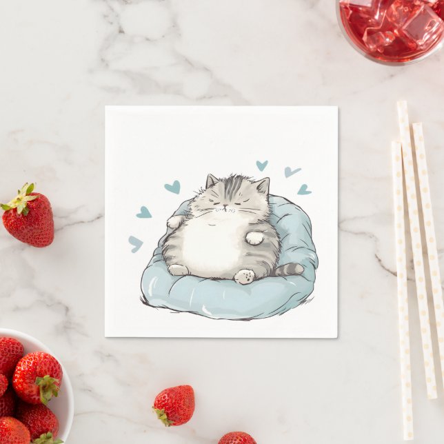 Chubby Cat Chill Vibes Napkin (Insitu)