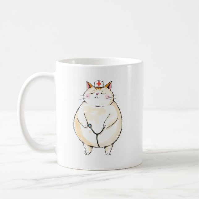 Chubby Cat Nurse Mug - Funny Gift for Nurses (Left)
