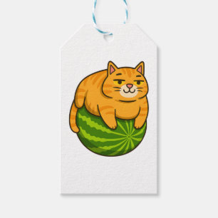 Chubby Cat on Watermelon Meme Shirt Gift Tags