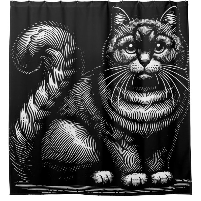 Chubby Cat Shower Curtain (Front)