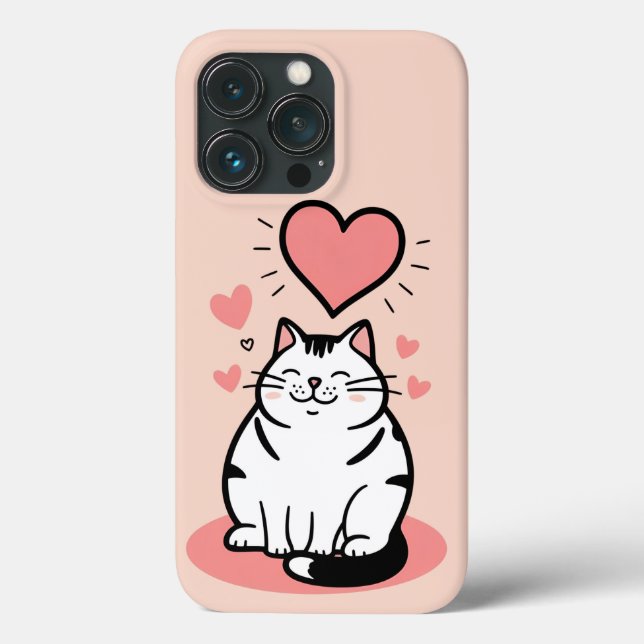 Chubby Cat with Heart Cute Bold Outline Case-Mate iPhone Case (Back)