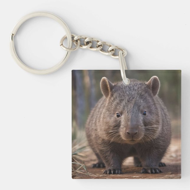 "Chubby Charm: The Adorable Australian Wombat" Key Ring (Front)
