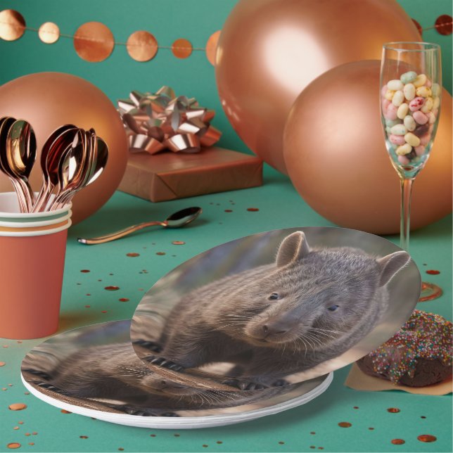"Chubby Charm: The Adorable Australian Wombat" Paper Plate (Multi)