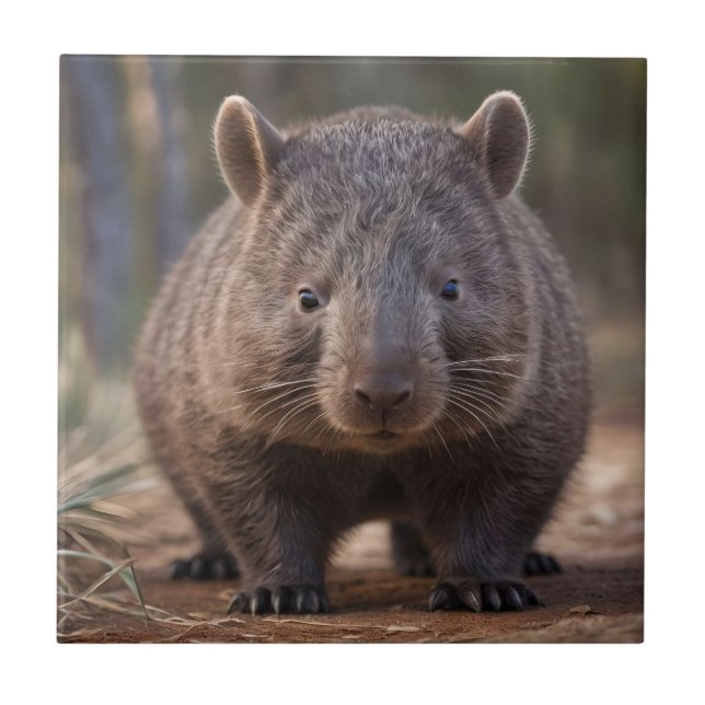 "Chubby Charm: The Adorable Australian Wombat" Tile (Front)