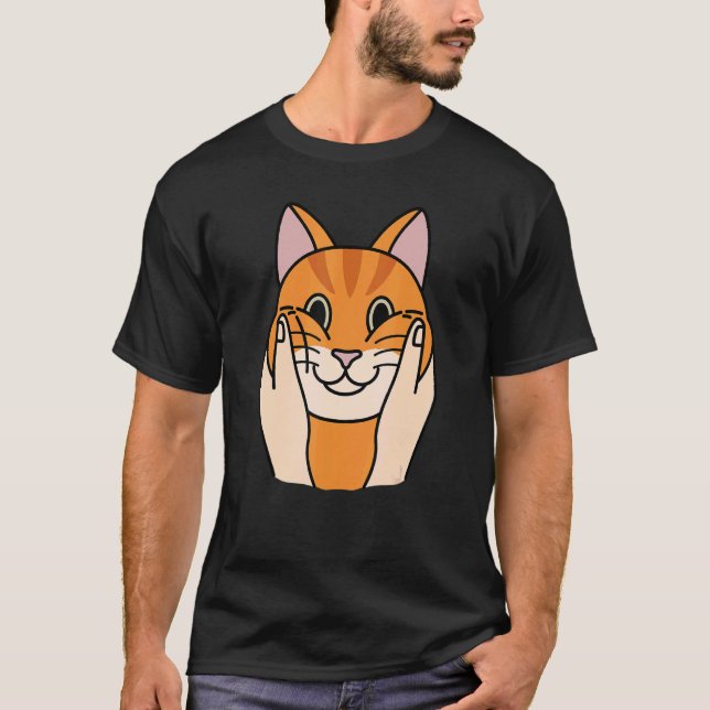 Chubby Cheeks Ginger Cat Pet T-Shirt (Front)