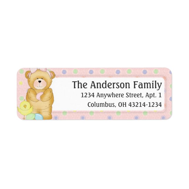 Chubby Cubby Easter Teddy Bear d3 Address Label (Front)