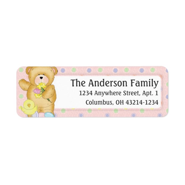 Chubby Cubby Easter Teddy Bear d4 Address Label (Front)