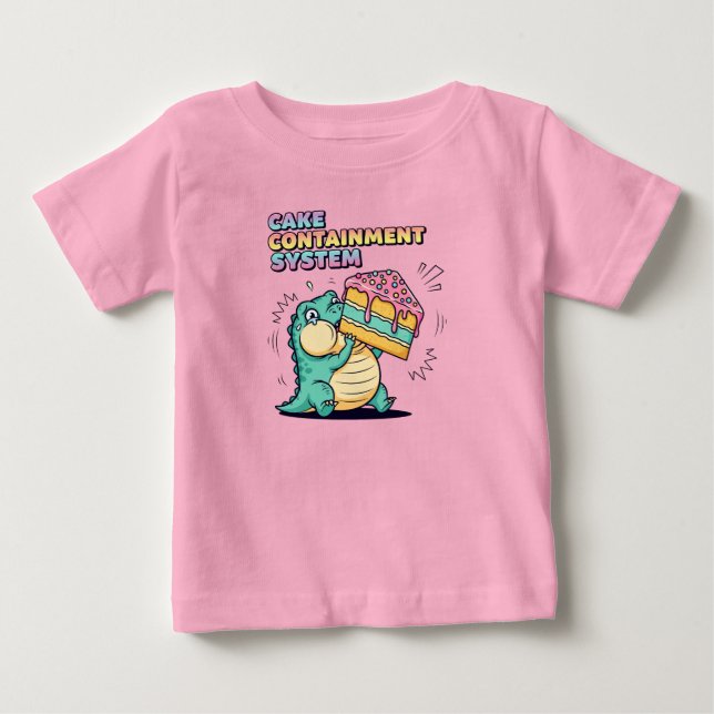 Chubby Dinosaur Cake Meme Baby T-Shirt (Front)