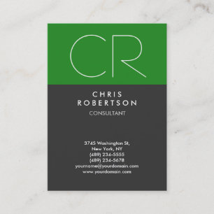 Chubby Forest Green Grey Monogram Business Card