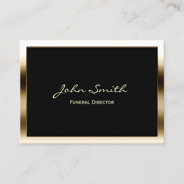 Chubby Gold Border Funeral Business Card (Front)