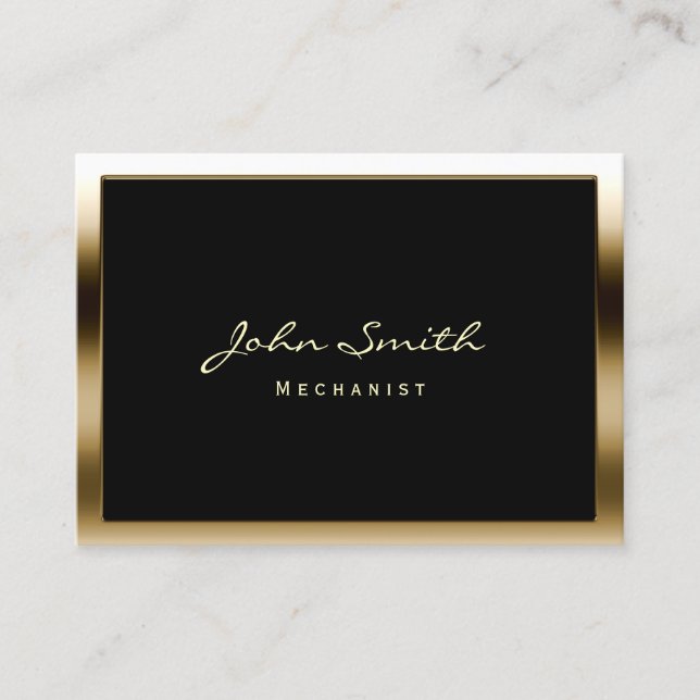 Chubby Gold Border Mechanic Business Card (Front)