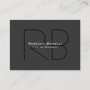 Chubby Grey Black Trendy Monogram Business Card