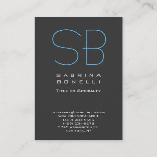 Chubby Grey Blue Chic Monogram Business Card