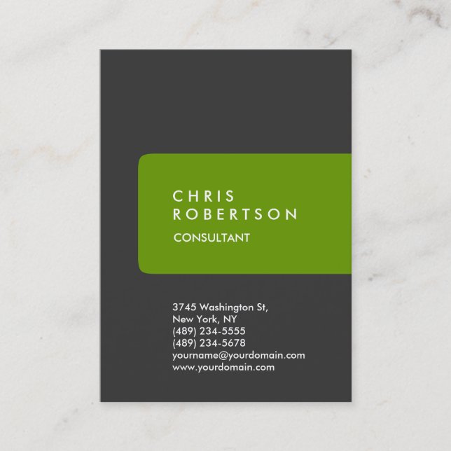 Chubby Grey Green Stripe Business Card (Front)