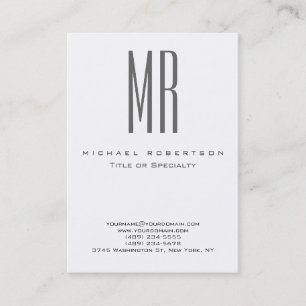 Chubby Grey Monogram White Professional Plain Business Card