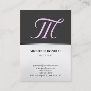 Chubby grey pink monogram stylish business card