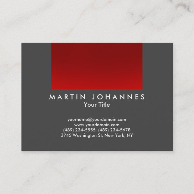 Chubby grey red stripe professional business card (Front)