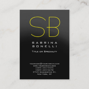 Chubby Grey Yellow Monogram Business Card
