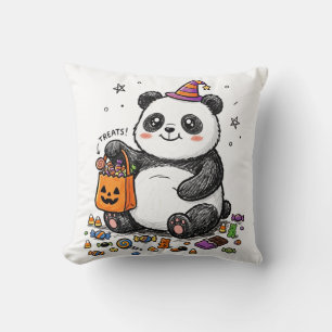 Chubby Halloween Panda with Candy Belly & Witch Ha Cushion