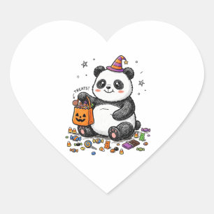 Chubby Halloween Panda with Candy Belly & Witch Ha Heart Sticker